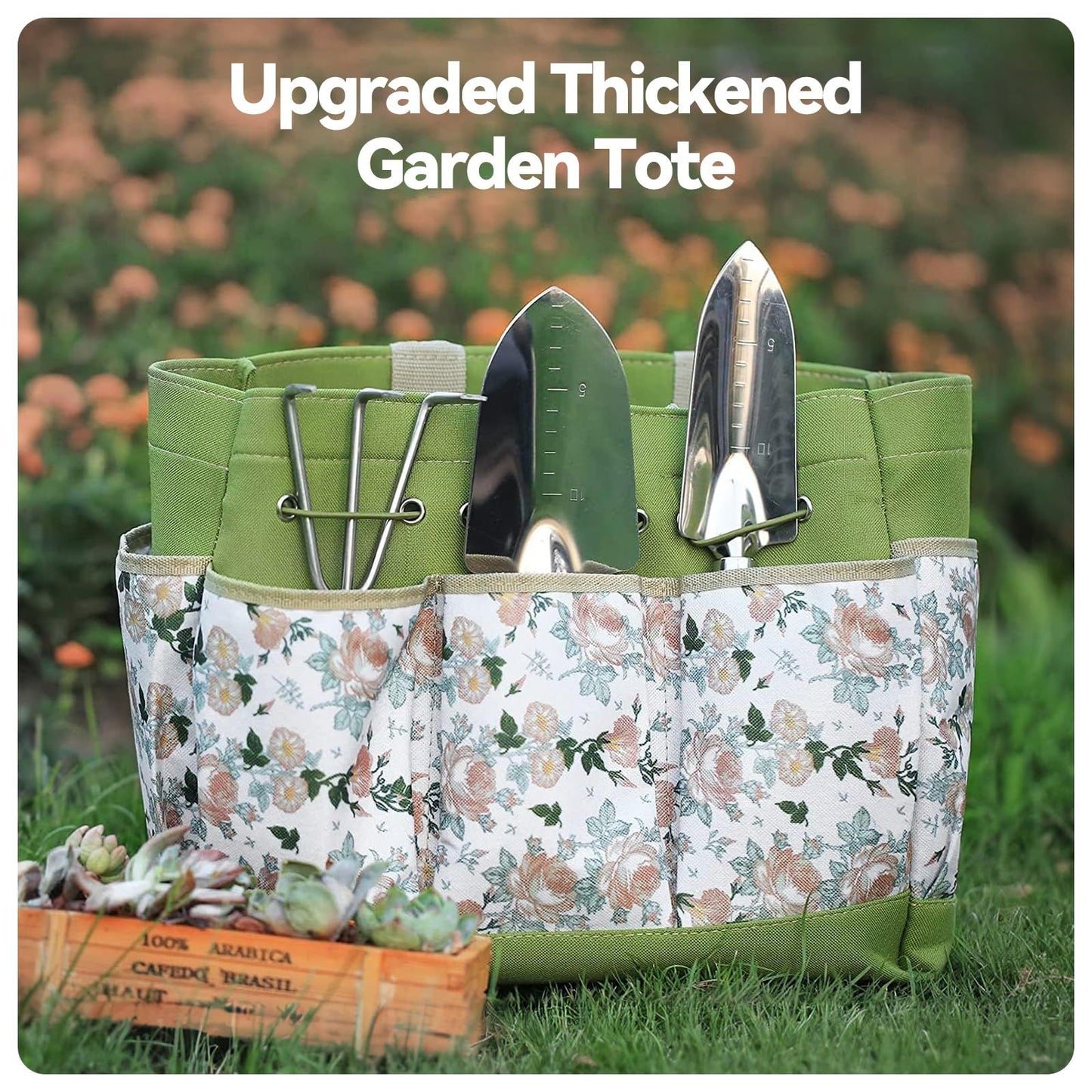 Complete Garden Tool Set with Tote Bag-Green