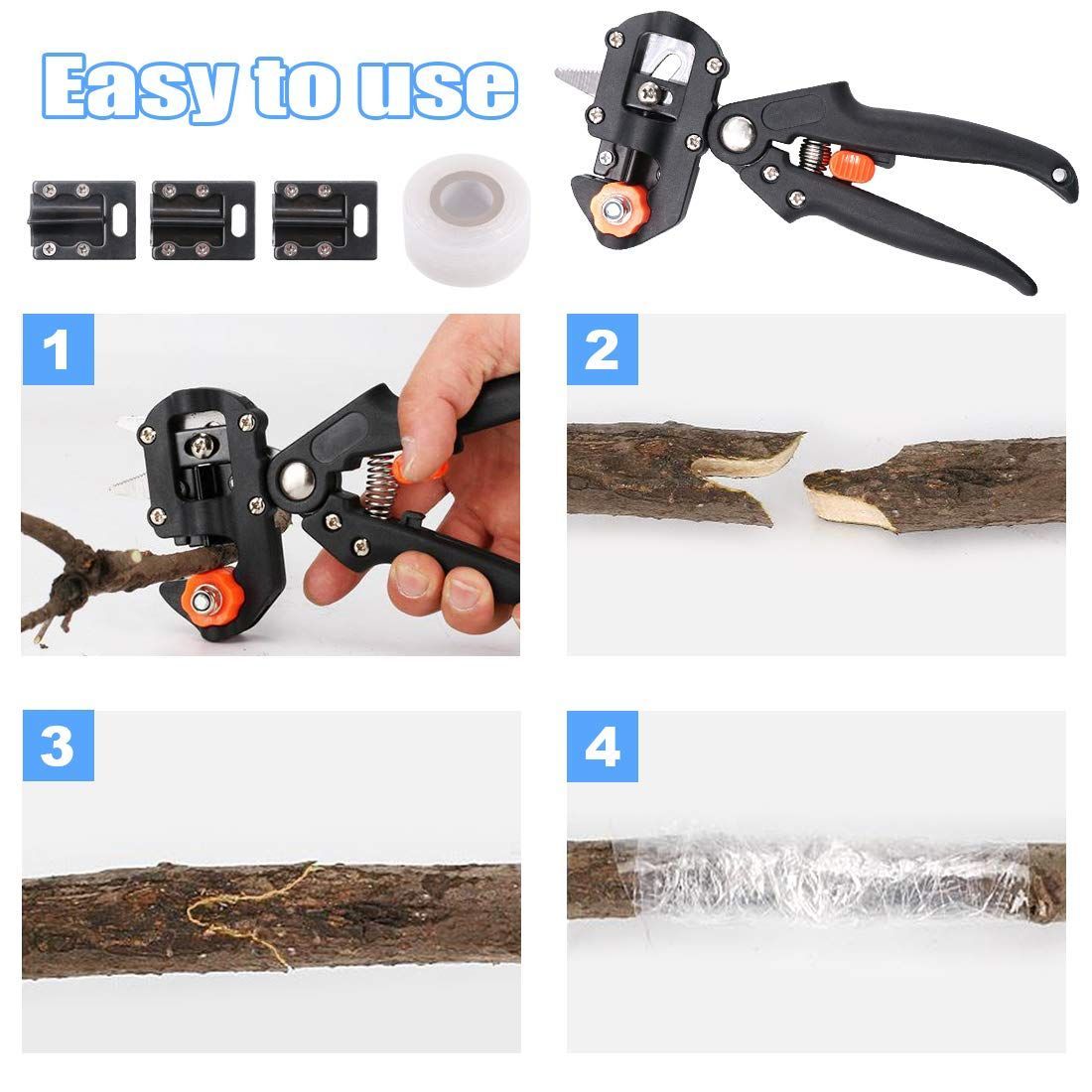 Professional Garden Fruit Tree Plant Pruning Shears Grafting Cutting Tool Kit with Grafting Tape Rubber Bands