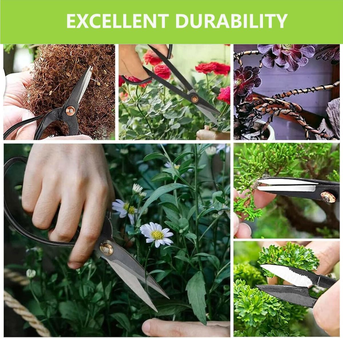 Gardening Bonsai Tool Sets 15pcs Carbon Steel Garden Plant Trimming Kit Scissor Cutter Shear Heavy Duty Nylon Case Outdoor Entrenching Tools