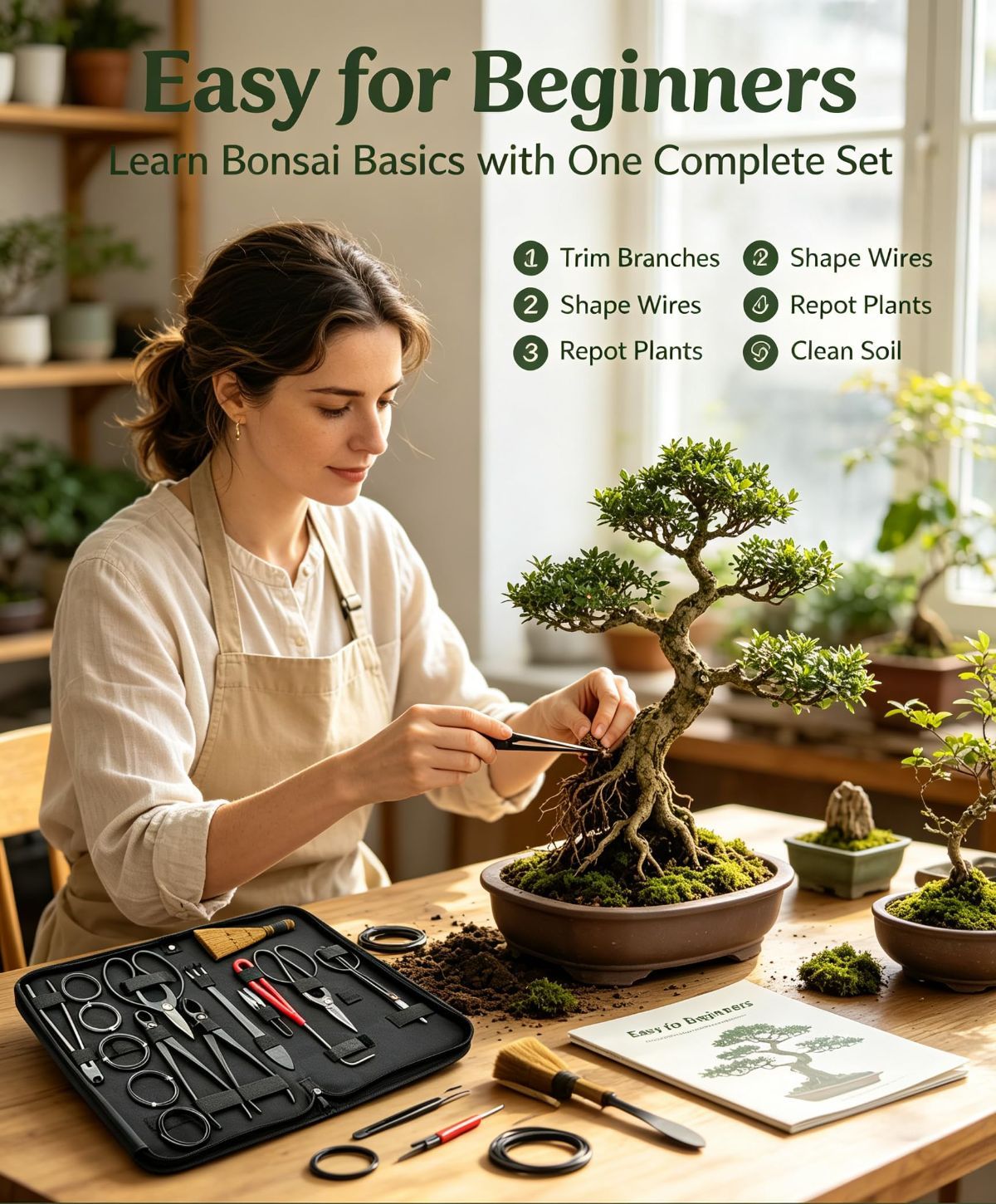Gardening Bonsai Tool Sets 15pcs Carbon Steel Garden Plant Trimming Kit Scissor Cutter Shear Heavy Duty Nylon Case Outdoor Entrenching Tools