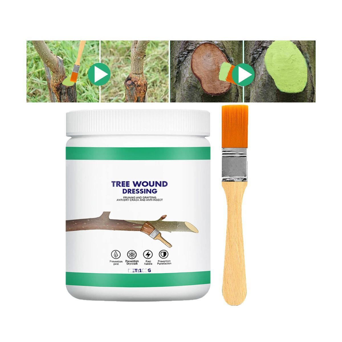 2Pack 100g Tree Wound Sealer, Tree Pruning Sealer, Tree Grafting Supplies, Tree Wound Sealer Healing Paste, Bonsai Cut Paste, Pruning Sealer And Tree Wound Dressing for Trees, Shrubs, Roses - Green - Size 2Pack