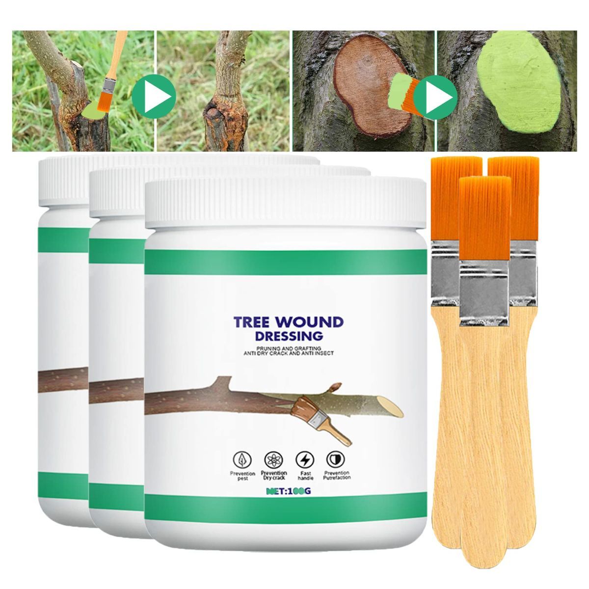 2Pack 100g Tree Wound Sealer, Tree Pruning Sealer, Tree Grafting Supplies, Tree Wound Sealer Healing Paste, Bonsai Cut Paste, Pruning Sealer And Tree Wound Dressing for Trees, Shrubs, Roses - Green - Size 2Pack