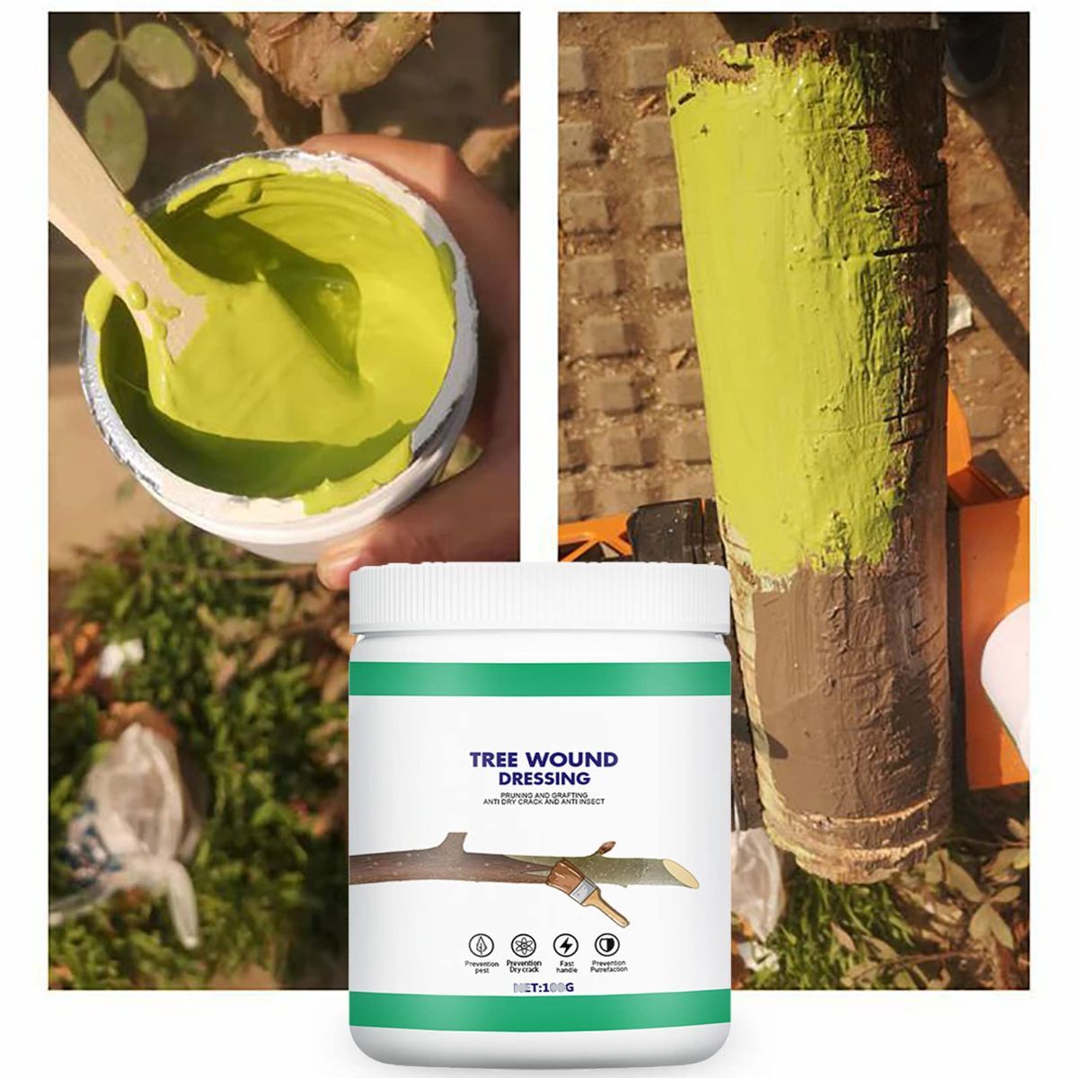 5Pack 100g Tree Wound Sealer, Tree Pruning Sealer, Tree Grafting Supplies, Tree Wound Sealer Healing Paste, Bonsai Cut Paste, Pruning Sealer And Tree Wound Dressing for Trees, Shrubs, Roses - Green - Size 5Pack