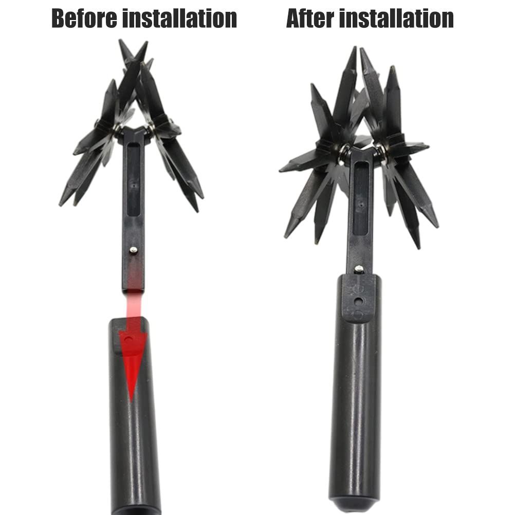 Rotary Cultivator Set, Adjustable Rotary Cultivator Garden Tool Reseeding Grass or Soil Mixing Soil Tiller Aerator Lawn Tool Garden Handheld Tiller Cultivator Cordless Tiller (Black)