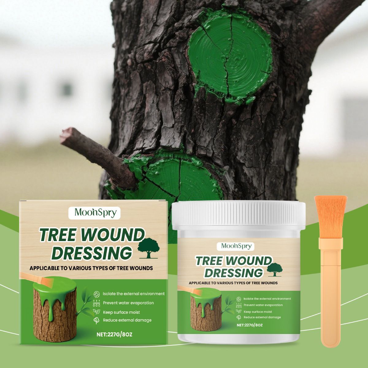 1Pack Tree Wound Sealer (227g), Organic Pruning Sealer for Cut, Grafting & Damaged Bark, Tree Wound Dressing for Fruit Trees, Bonsai, Roses, Shrubs & Garden Trees, Waterproof Protection