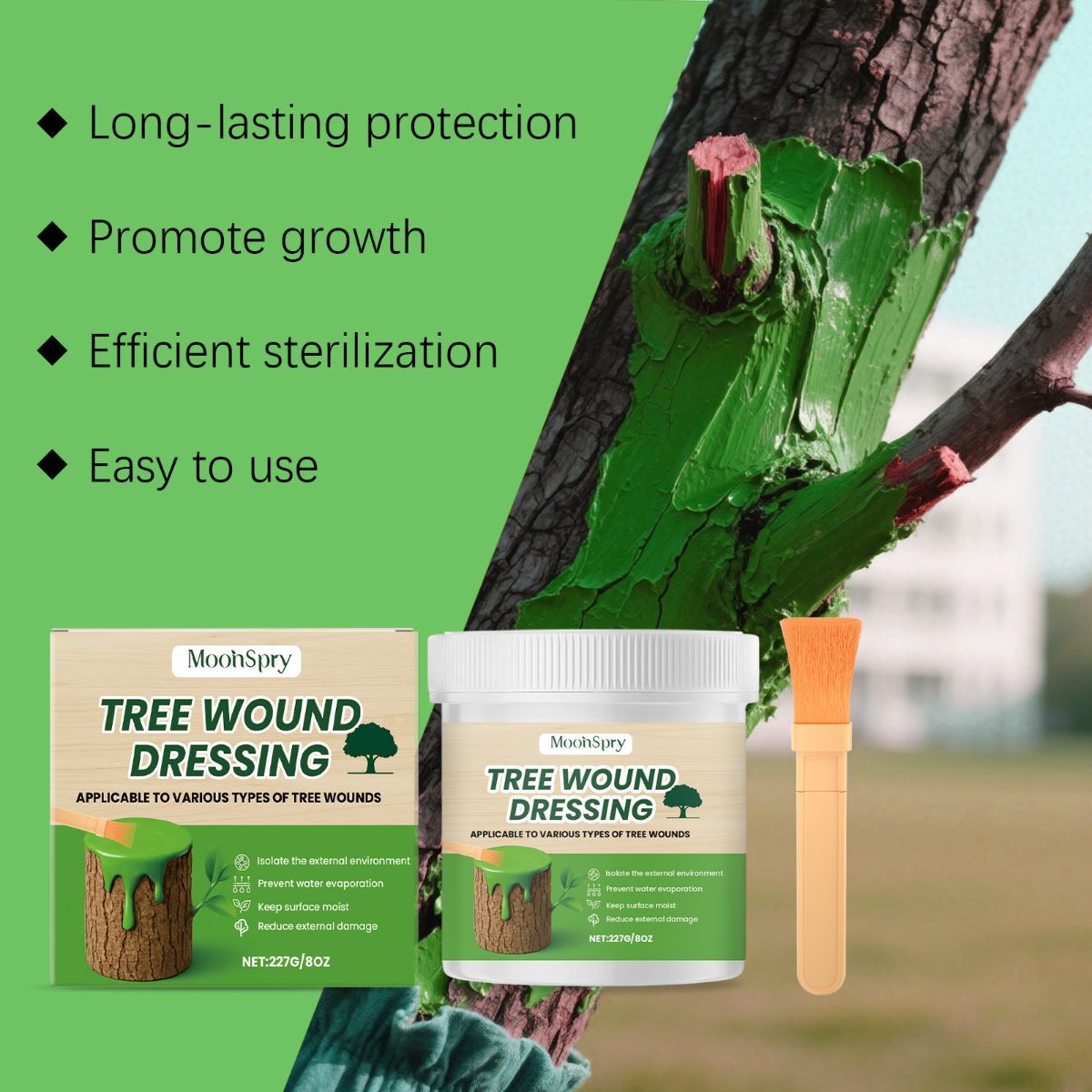 1Pack Tree Wound Sealer (227g), Organic Pruning Sealer for Cut, Grafting & Damaged Bark, Tree Wound Dressing for Fruit Trees, Bonsai, Roses, Shrubs & Garden Trees, Waterproof Protection