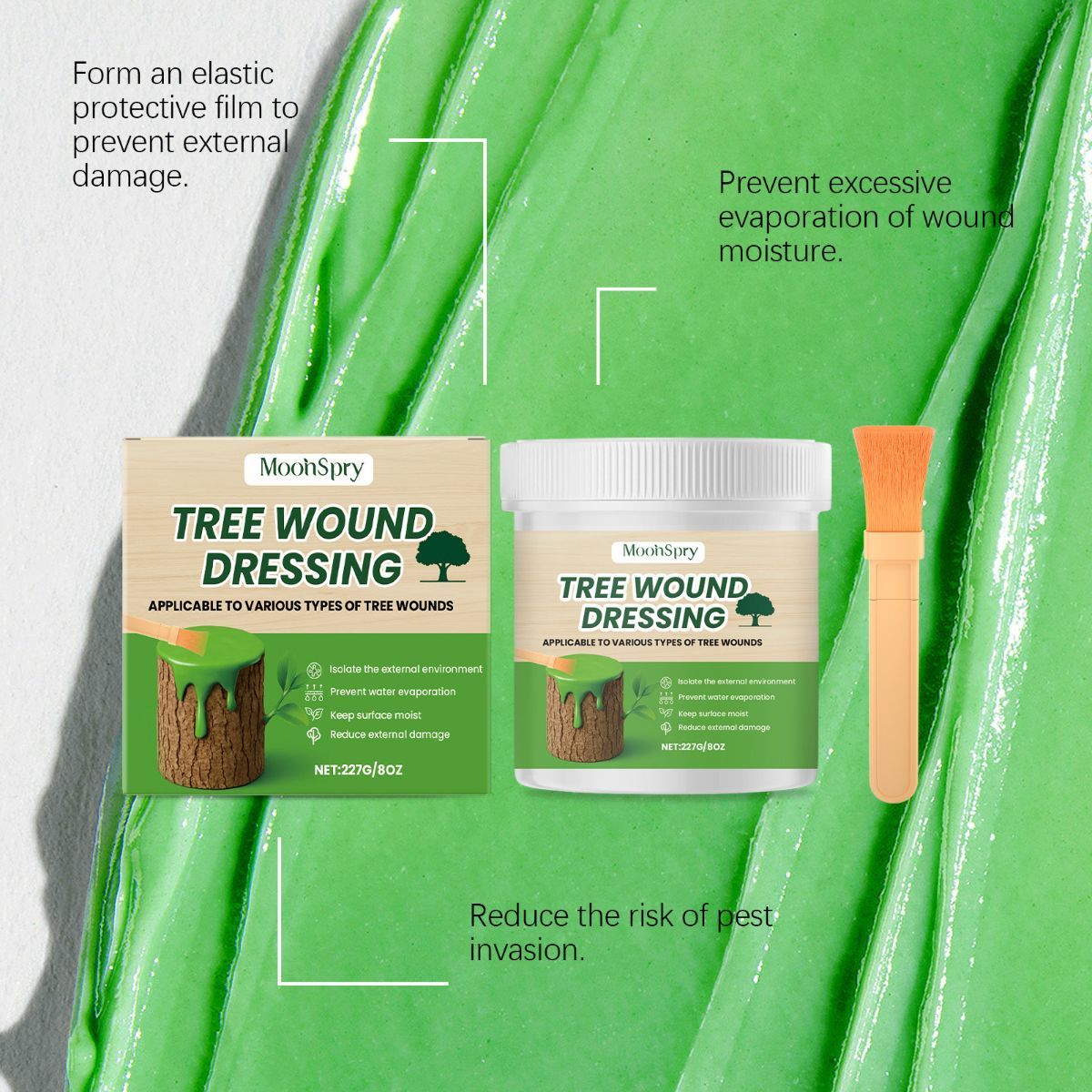 1Pack Tree Wound Sealer (227g), Organic Pruning Sealer for Cut, Grafting & Damaged Bark, Tree Wound Dressing for Fruit Trees, Bonsai, Roses, Shrubs & Garden Trees, Waterproof Protection