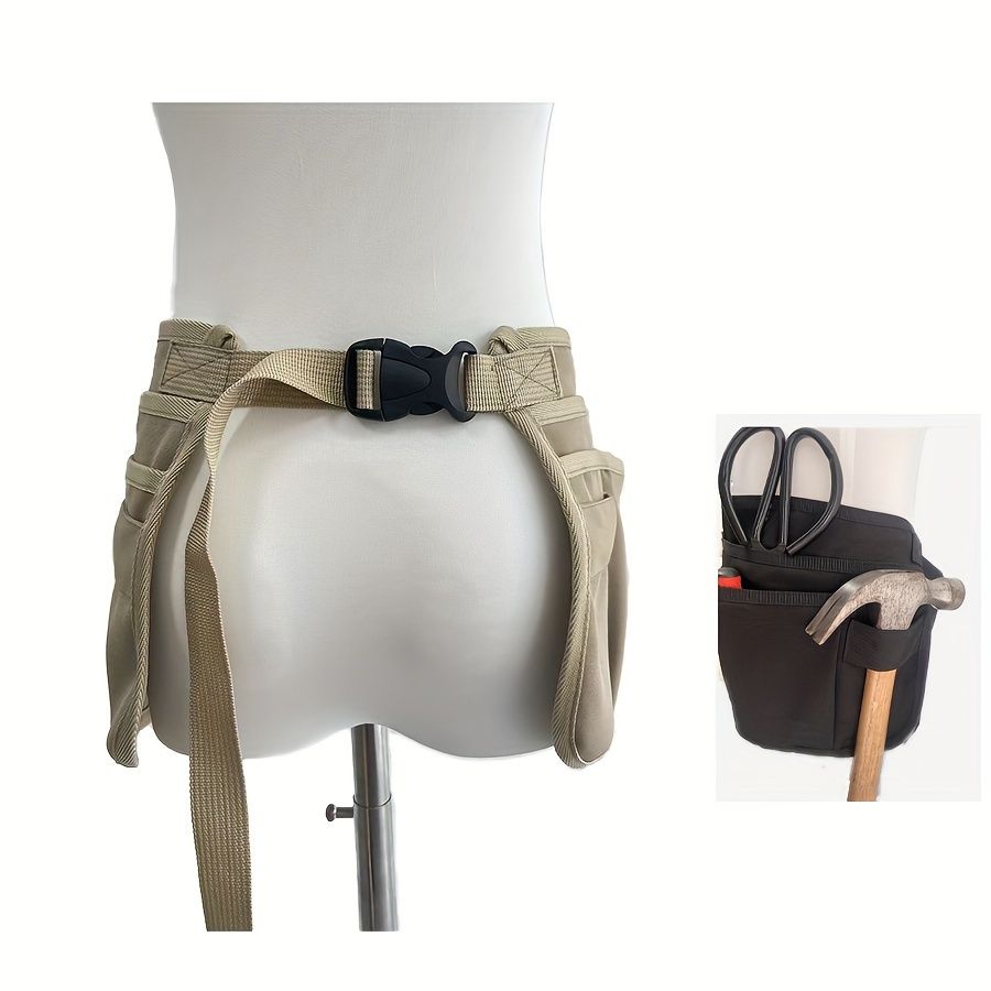 Gardening Tool Waist Pouch with Multiple Pockets-Beige