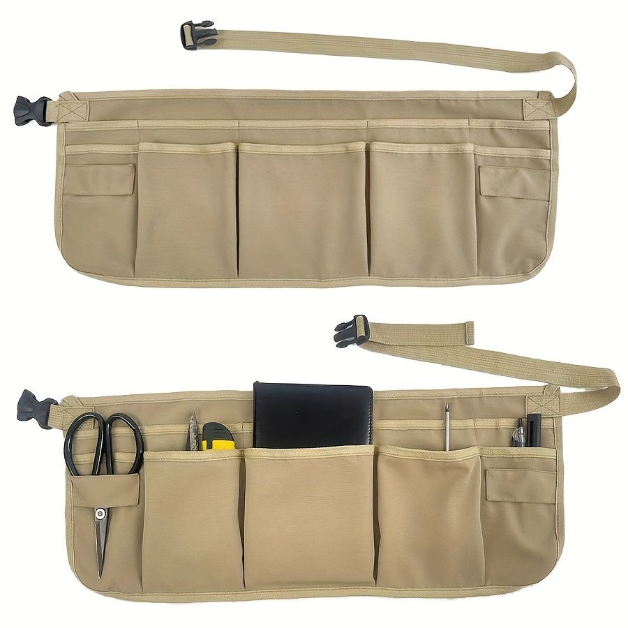 Gardening Tool Waist Pouch with Multiple Pockets-Beige