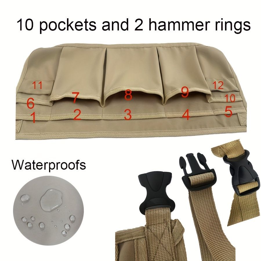 Gardening Tool Waist Pouch with Multiple Pockets-Beige