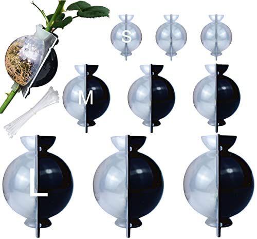 9 PCS Air Layering Propagation Kit, Reusable Half Clear Grafting Ball, Air Layering Pods Clear, Plant Rooting Ball for Fast Propagation (S+M+L)
