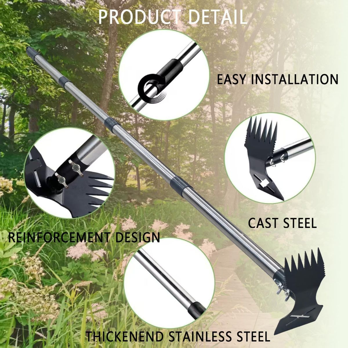 60" Weed Puller Tool with Long Handle | Heavy Duty 2-in-1 Weed Rake and Garden Hoe, Manual Weed Remover Tool for Yard, Lawn, Patio, Garden