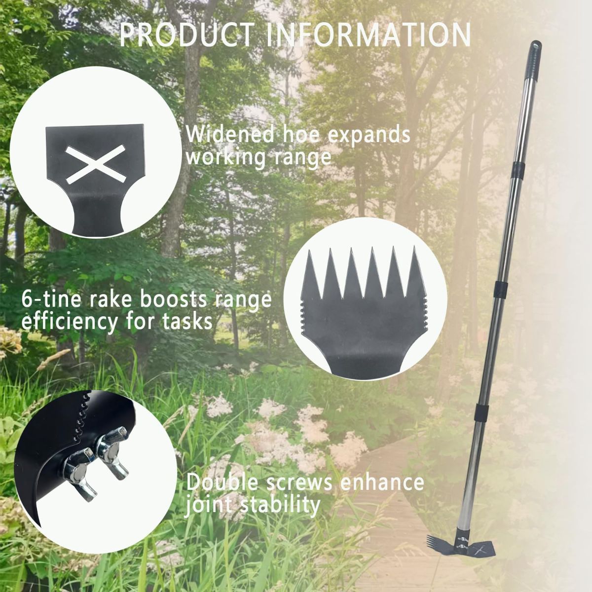 60" Weed Puller Tool with Long Handle | Heavy Duty 2-in-1 Weed Rake and Garden Hoe, Manual Weed Remover Tool for Yard, Lawn, Patio, Garden