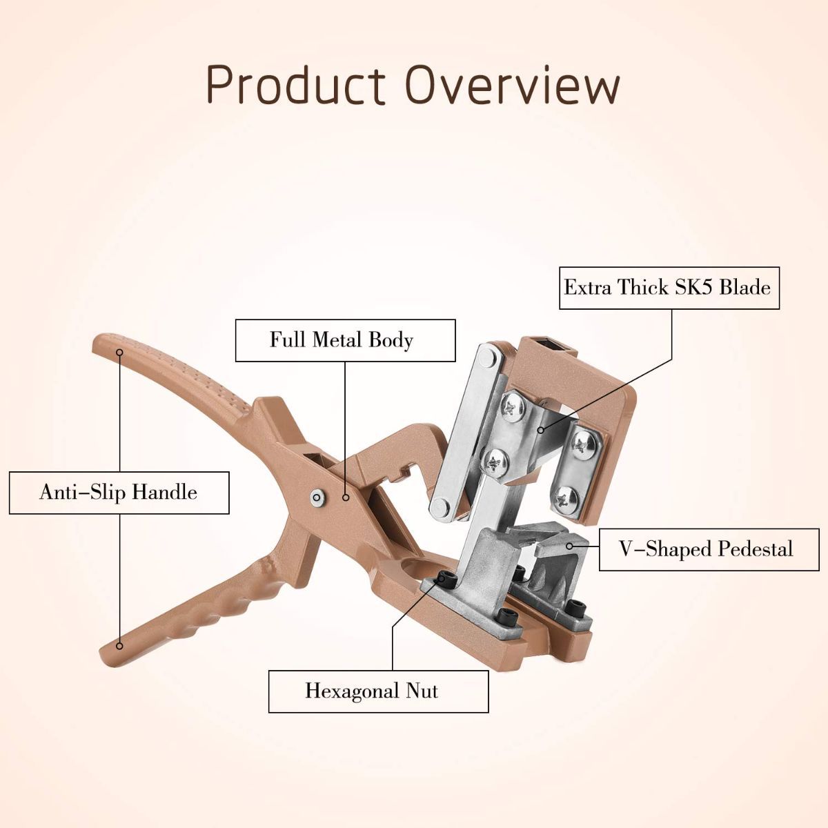 V-Cut Grafting Tool for Large Branches Full Metal Body with SK5 Blade Ideal for Fruit Tree Grafting