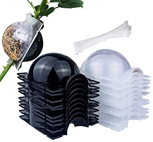 10 PCS Air Layering Propagation Kit with Zip Ties, Reusable Half Transparent Grafting Ball, Air Layering Pods Clear, Plant Rooting Grafting Box for Fast Propagation Plants (Medium)