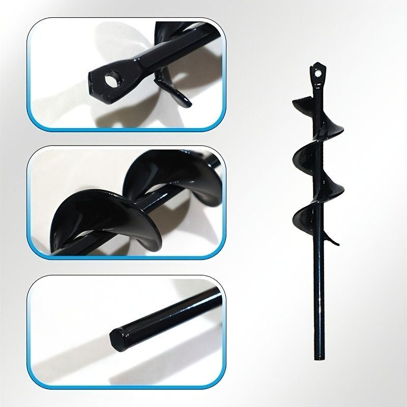 High-Strength Steel Garden Auger Drill Bit for Planting and Digging-Black