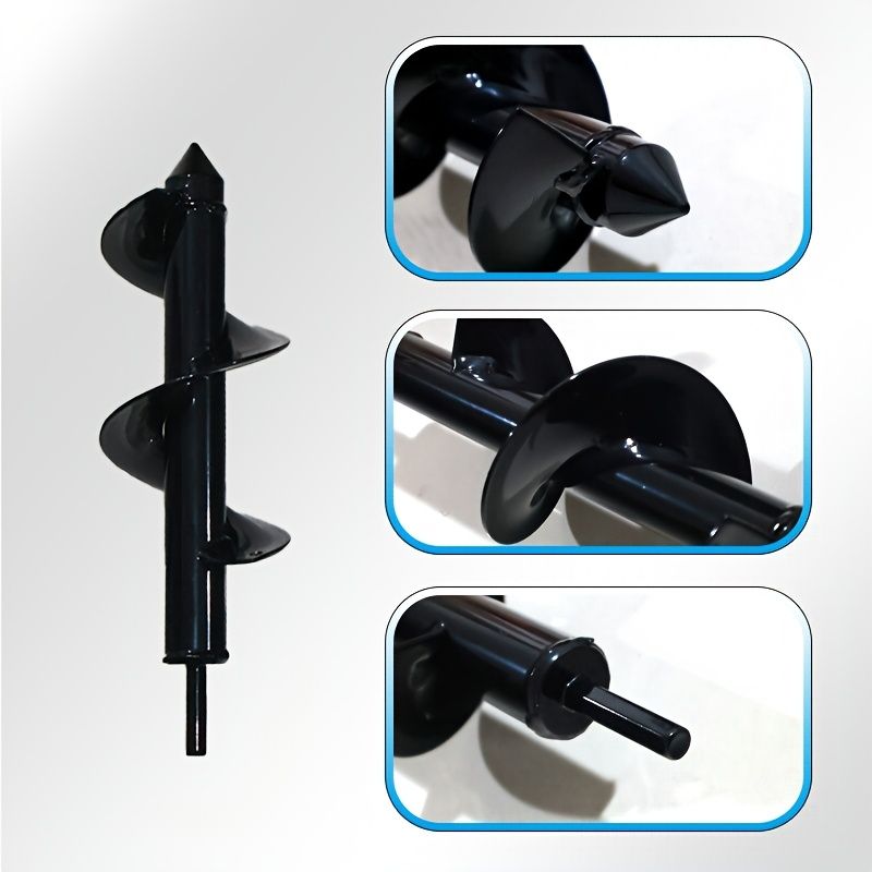 High-Strength Steel Garden Auger Drill Bit for Planting and Digging-Black