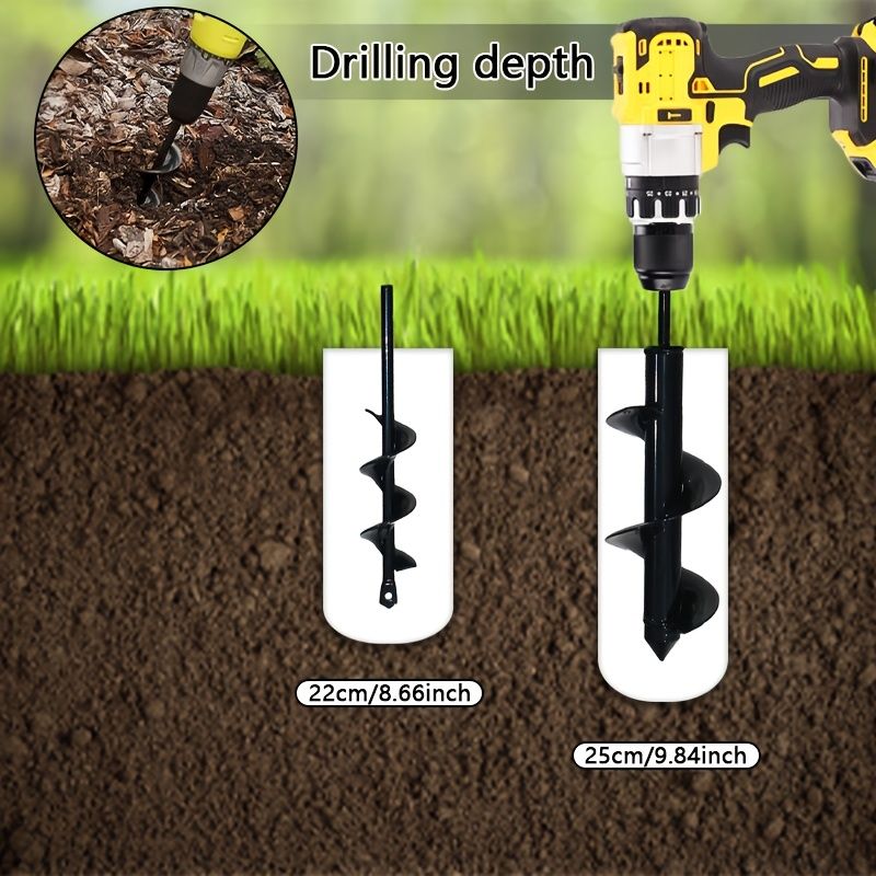 High-Strength Steel Garden Auger Drill Bit for Planting and Digging-Black