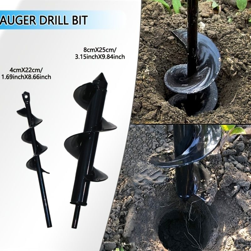 High-Strength Steel Garden Auger Drill Bit for Planting and Digging-Black