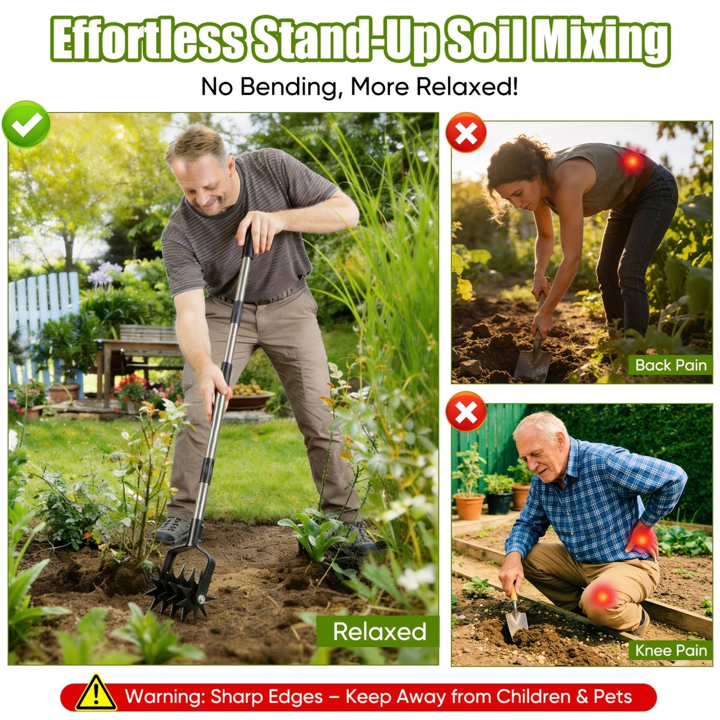 Garden Hand-Held Rotating Tiller for Home and Garden Soil Cultivation-Black