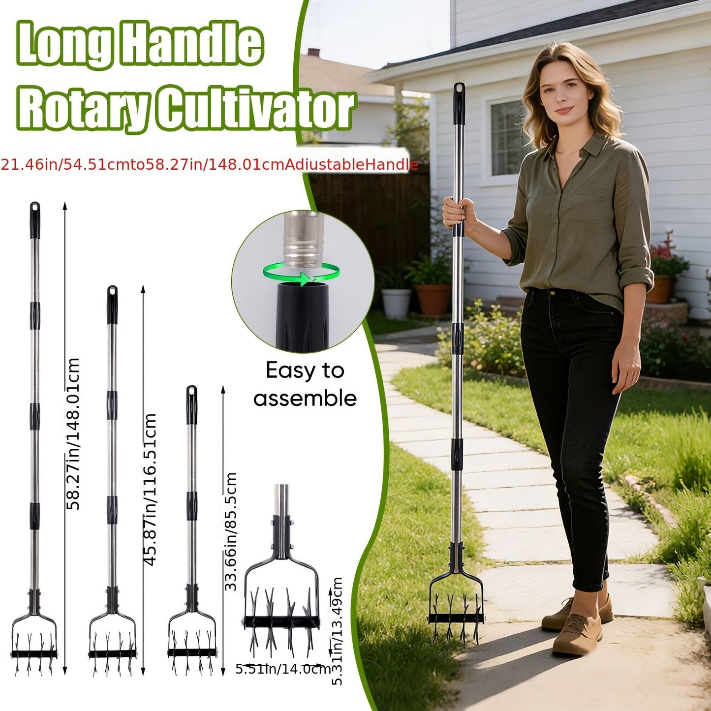 Garden Hand-Held Rotating Tiller for Home and Garden Soil Cultivation-Black