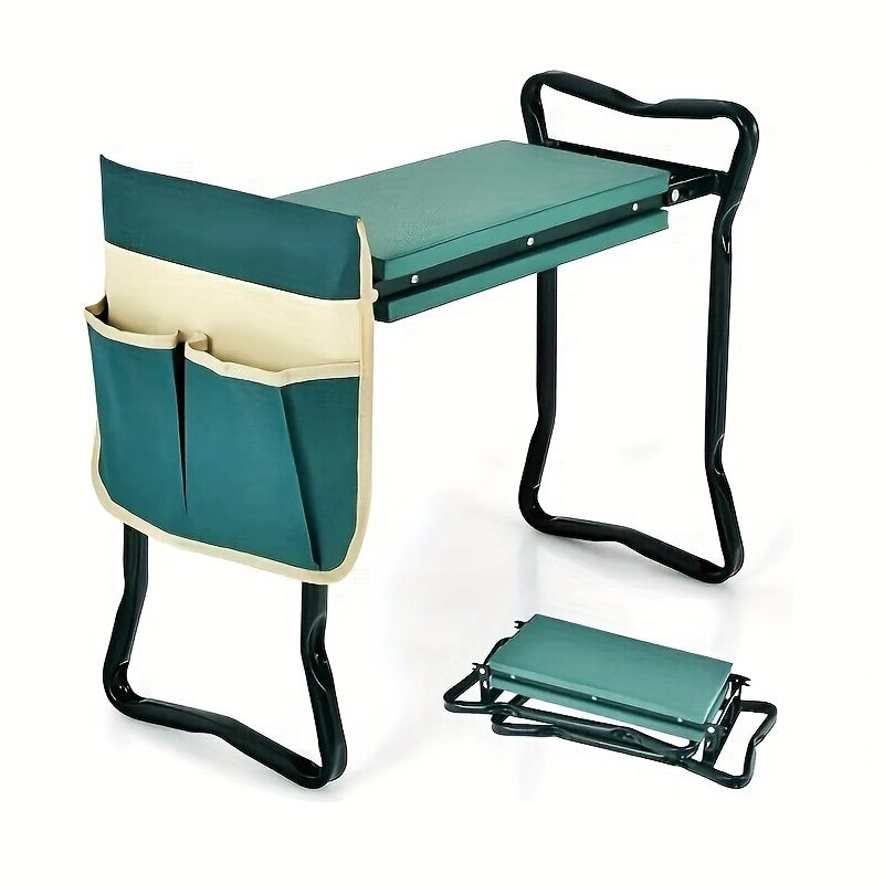 Folding Garden Kneeler and Seat with Pockets-Green