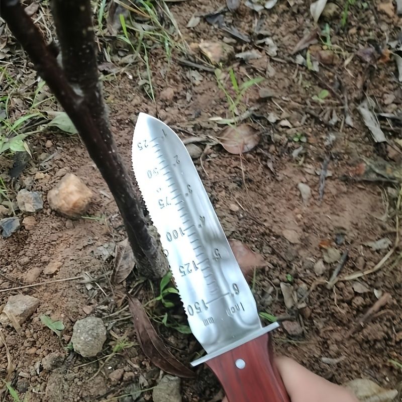 Measuring Gardening Knife with Leather Sheath for Precise Garden Work-Brown