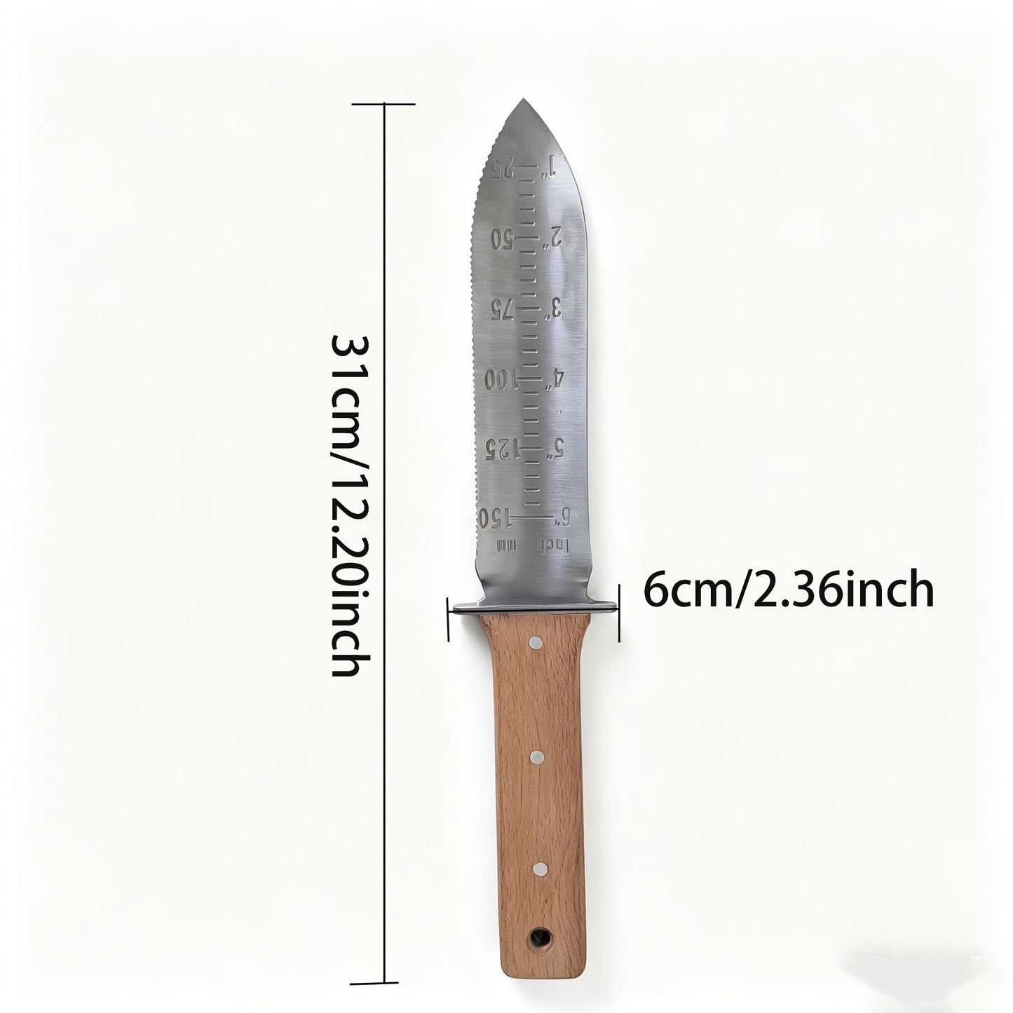 Measuring Gardening Knife with Leather Sheath for Precise Garden Work-Brown