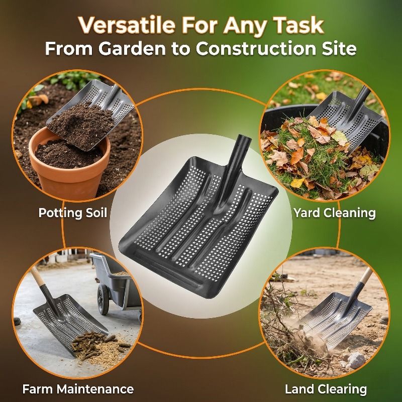 Stainless Steel Garden Sieve Shovel for Soil and Compost Screening-Grey