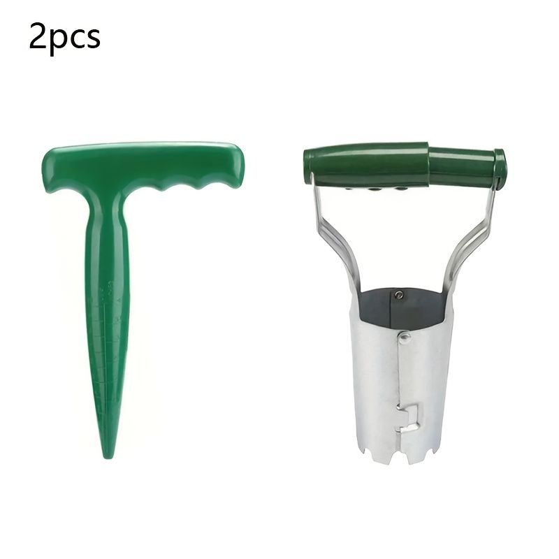 2-Piece Garden Plant Transplanter and Dibber Set for Australian Gardens-Green