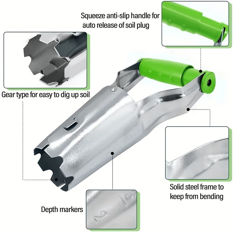 2-Piece Garden Plant Transplanter and Dibber Set for Australian Gardens-Green