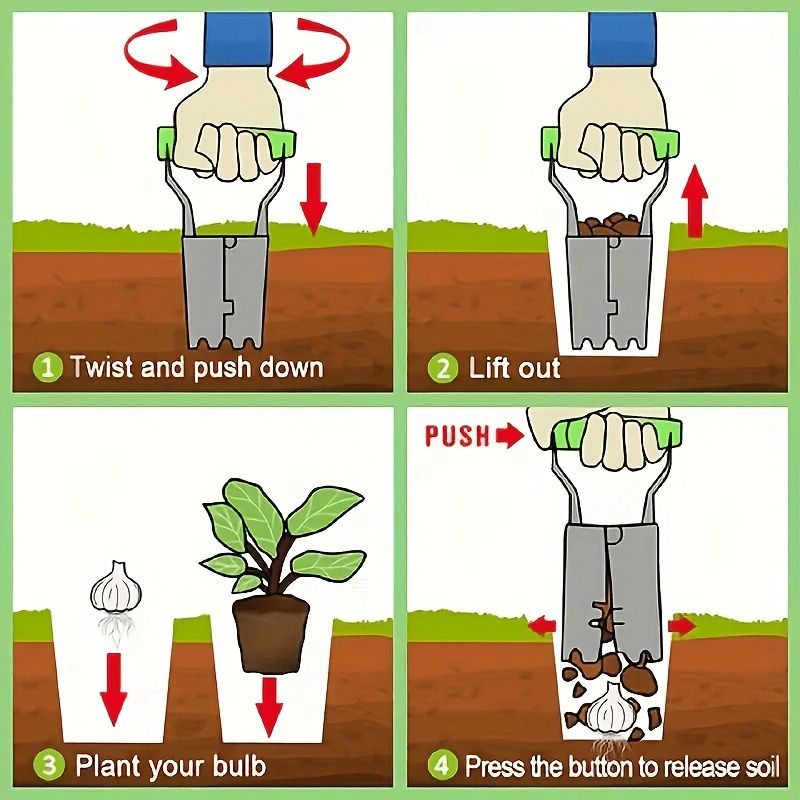 2-Piece Garden Plant Transplanter and Dibber Set for Australian Gardens-Green