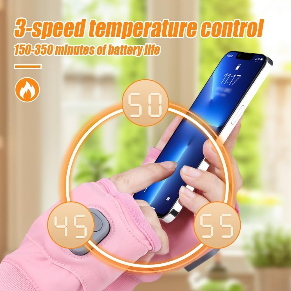Rechargeable Wireless Heated Gloves Women'S Heated Gloves Fingerless Heated - Black - Size Fits Adult Hands