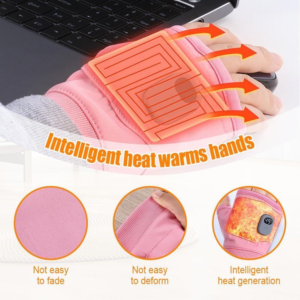 Rechargeable Wireless Heated Gloves Women'S Heated Gloves Fingerless Heated - Black - Size Fits Adult Hands