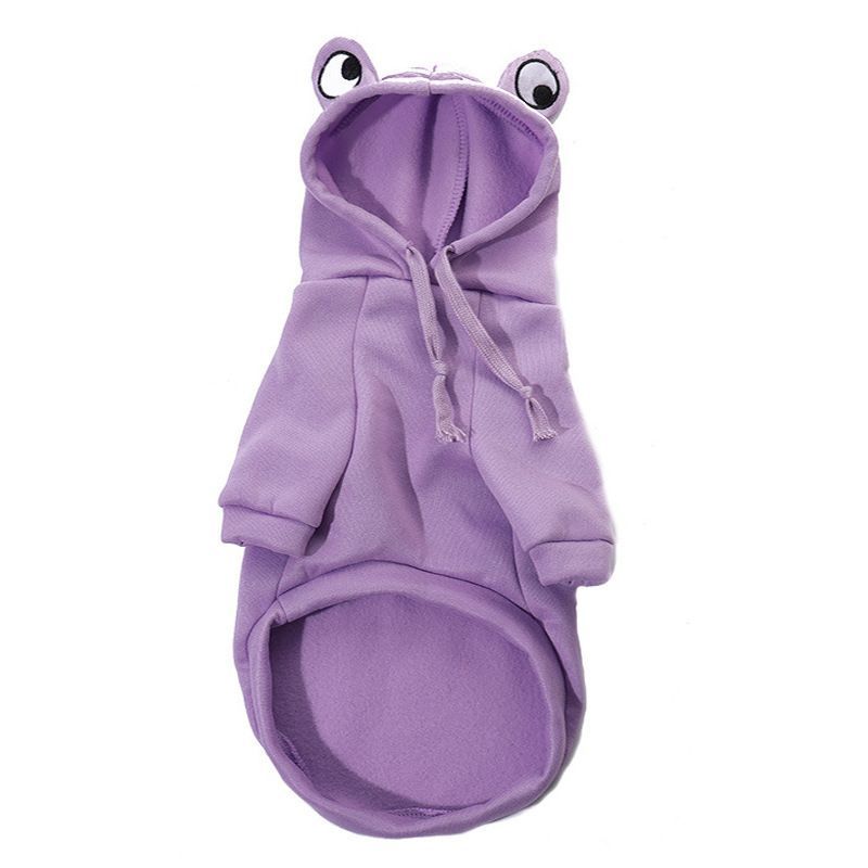 Dog Hoodie Frog-Themed Autumn Winter Pet Clothing Small Medium Dogs Soft - Yellow - Size XL