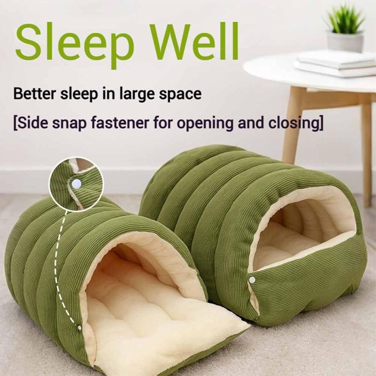 Cozy Monster Cat Bed, Cave Style Pet Bed, Cat Beds for Indoor Cats, Cat Cave Bed Cat Tent with Removable Cushion, Warm Cave Nest Sleeping Bed Puppy House for Cats Small Dogs - Green - Size 30cm*28cm*20cm