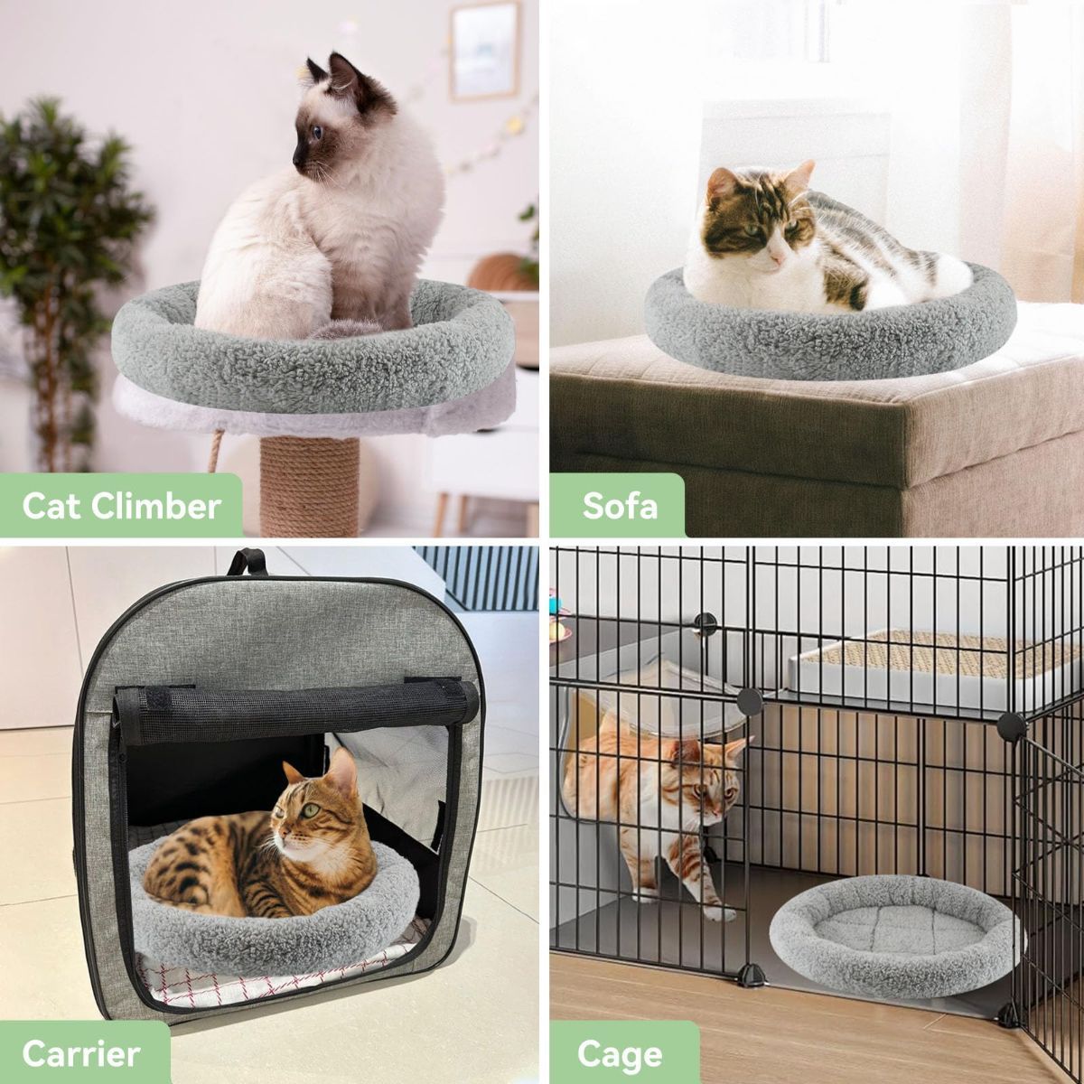 Cat Bed Plush Cat Bed Round Cat Bed Cat Furniture Cat Comfort Pet Supplies - Gray / 40cm