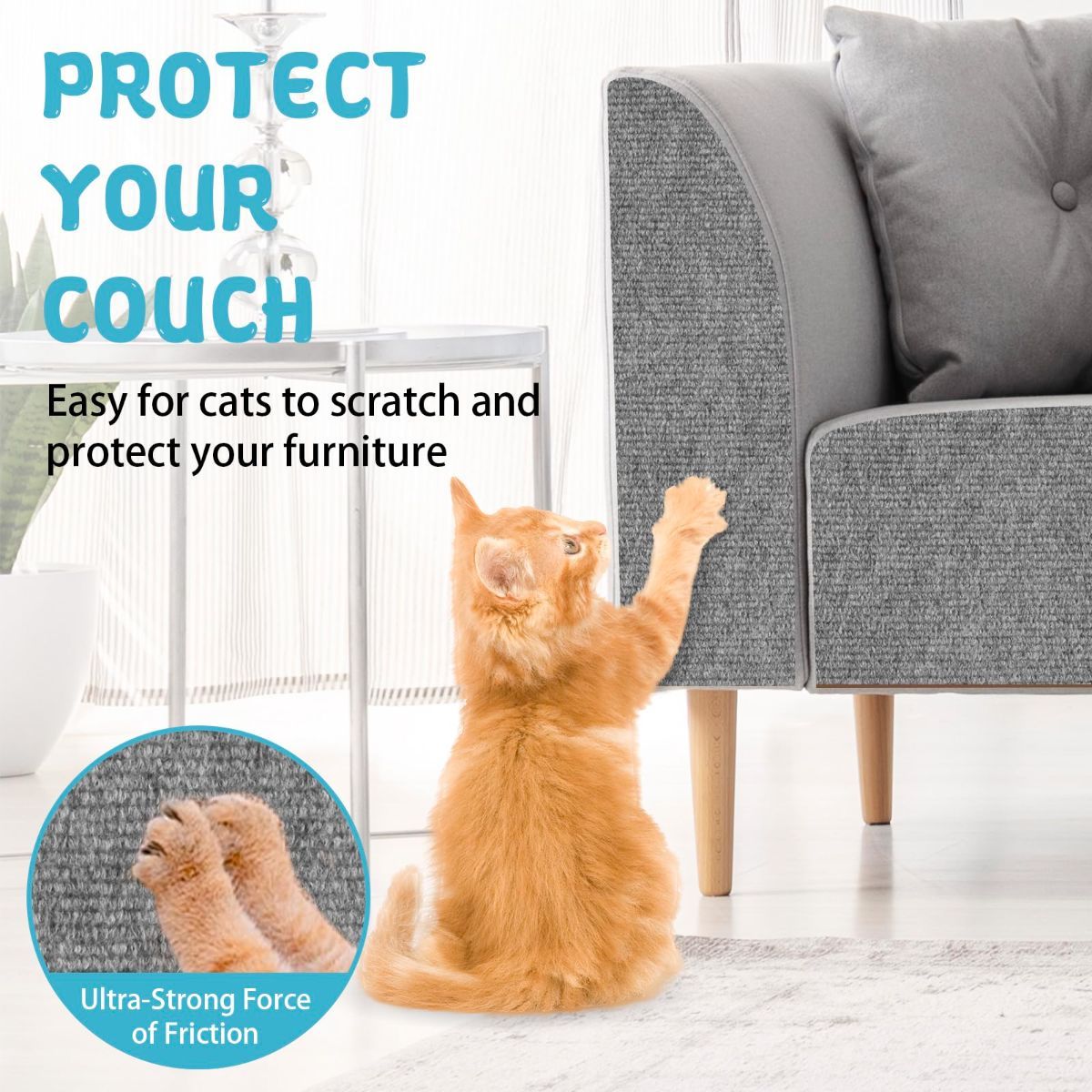 Cat Scratching Pad DIY Cat Accessory Cat Furniture Protection Cat Climbing - Gray - Size 15.8''×78.7''