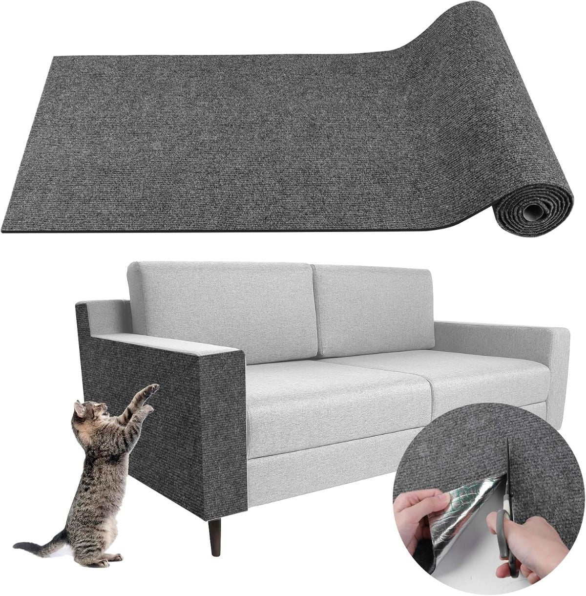 Cat Scratching Pad DIY Cat Accessory Cat Furniture Protection Cat Climbing - Khaki - Size 15.8''x39.3''