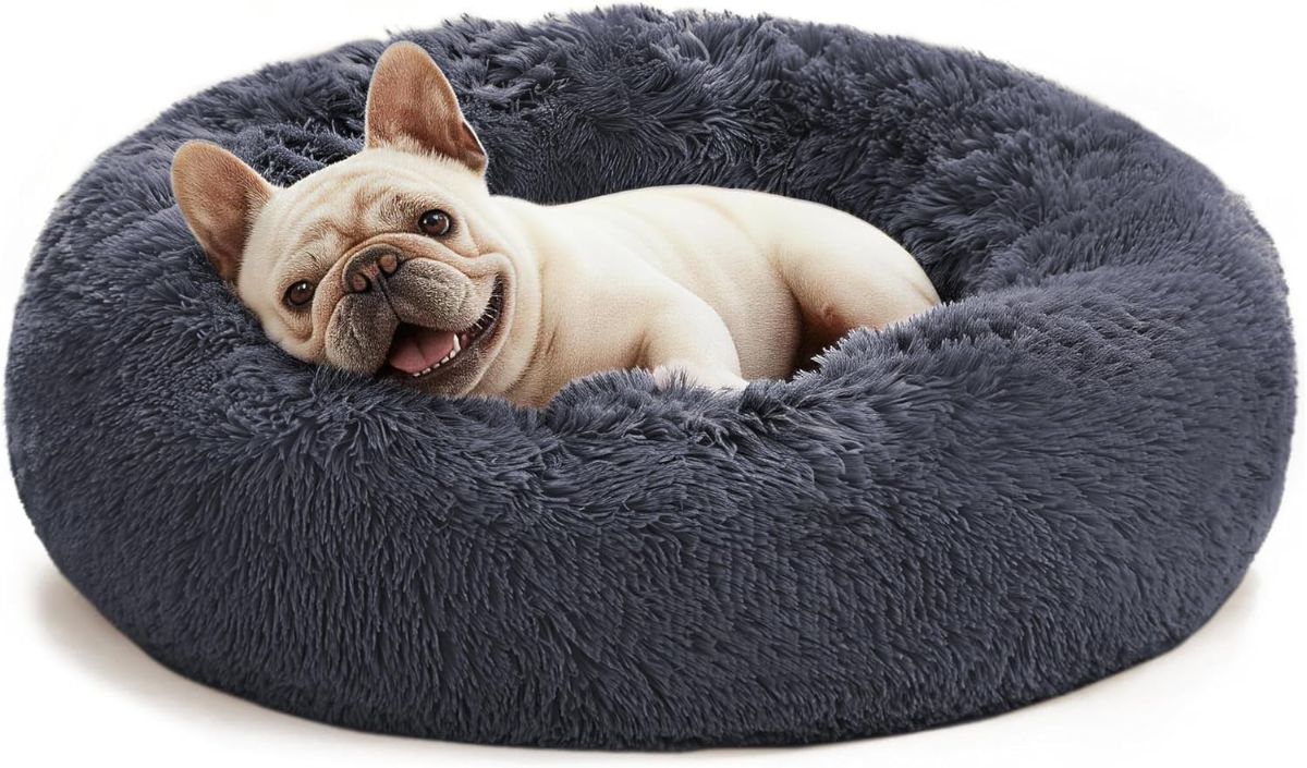 Pet Bed Anti-Anxiety Pet Bed Donut Pet Bed Small Dog Bed Medium Dog Bed Cat Bed - Black / 24in