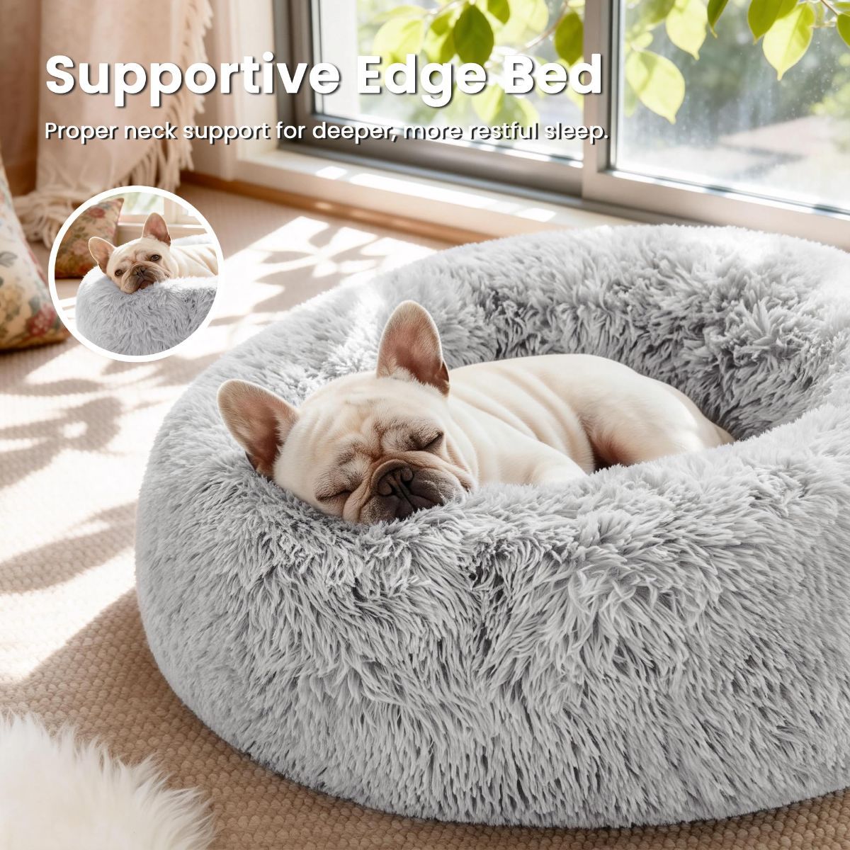 Pet Bed Anti-Anxiety Pet Bed Donut Pet Bed Small Dog Bed Medium Dog Bed Cat Bed - Navy / 24in