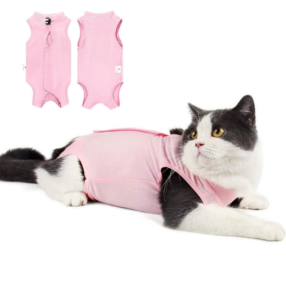 Cat Recovery Jumpsuit Abdominal Wound Protection Post-Surgery Cat Clothing - Yellow - Size L(Above 7 lbs)