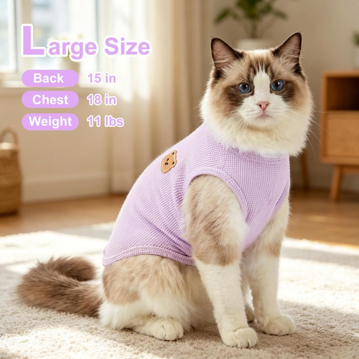 3PCS Waffle Knit Pet Shirt Sphynx Cat Clothing Small Dog T-Shirt Pet Fashion - Green&Pink&Yellow / XL(12.1-16lb)
