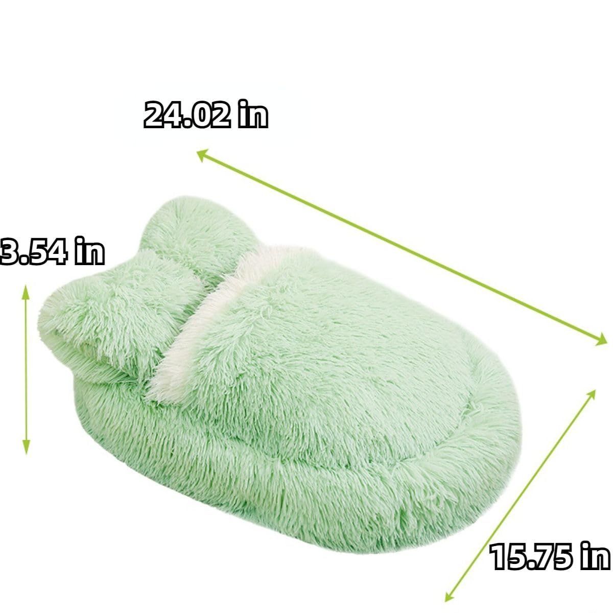 Dog Bed with Cover Cave, Orthopedic Dog Bed with Blanket, Pet Bed Cozy Cuddler Mat, Anti-Anxiety Calming Pad for Puppy Cat - Gray - Size 24.07"L x 15.75"W x 3.54"Th