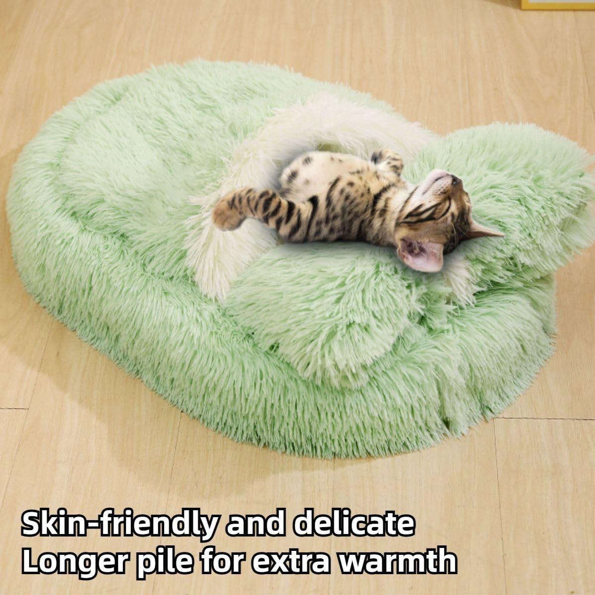 Dog Bed with Cover Cave, Orthopedic Dog Bed with Blanket, Pet Bed Cozy Cuddler Mat, Anti-Anxiety Calming Pad for Puppy Cat - Gray - Size 24.07"L x 15.75"W x 3.54"Th