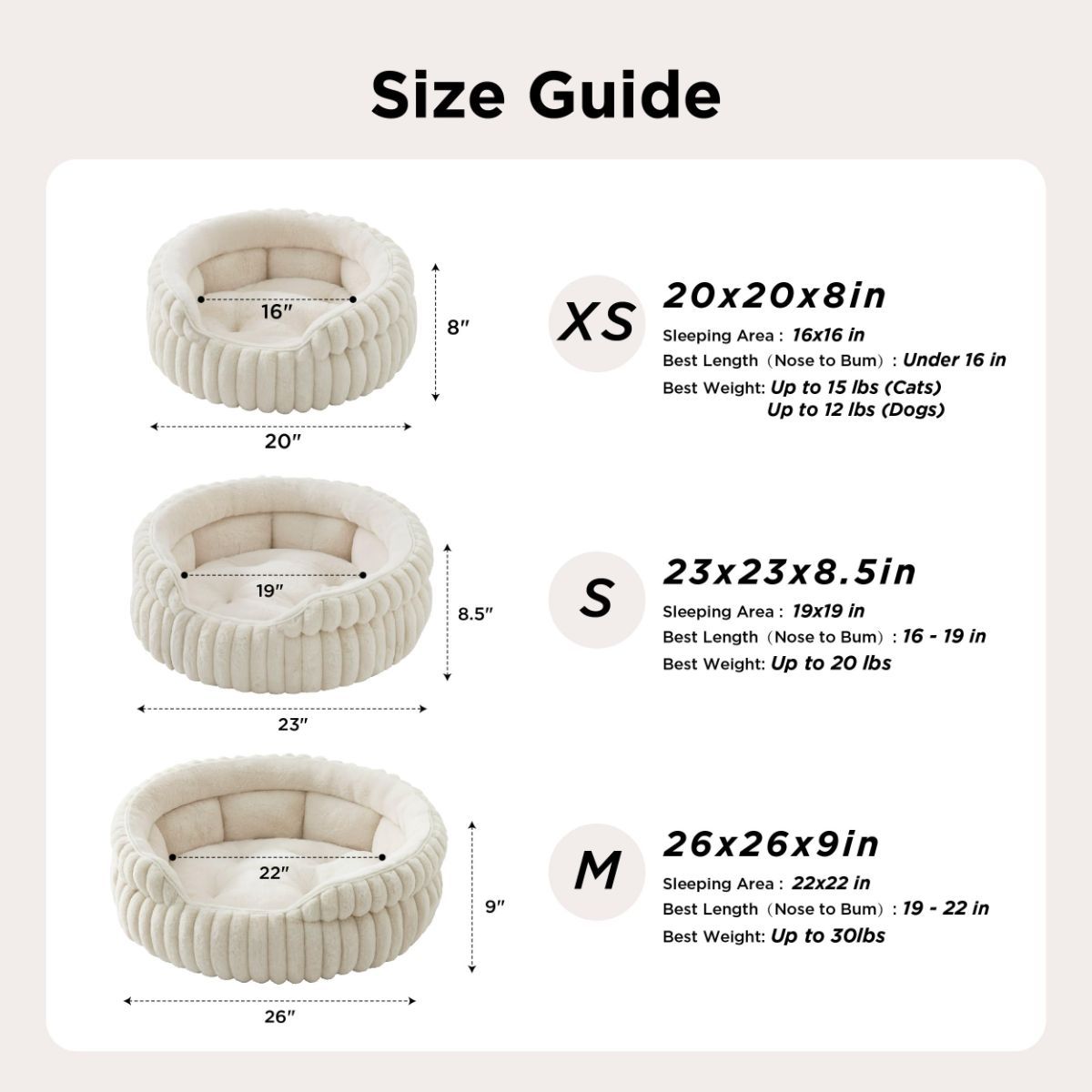 Cat Bed Plush Cat Bed Round Cat Bed Cat Furniture Cat Comfort Pet Supplies - Beige / 20in