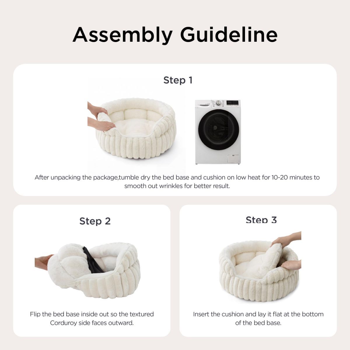 Cat Bed Plush Cat Bed Round Cat Bed Cat Furniture Cat Comfort Pet Supplies - Beige / 23in