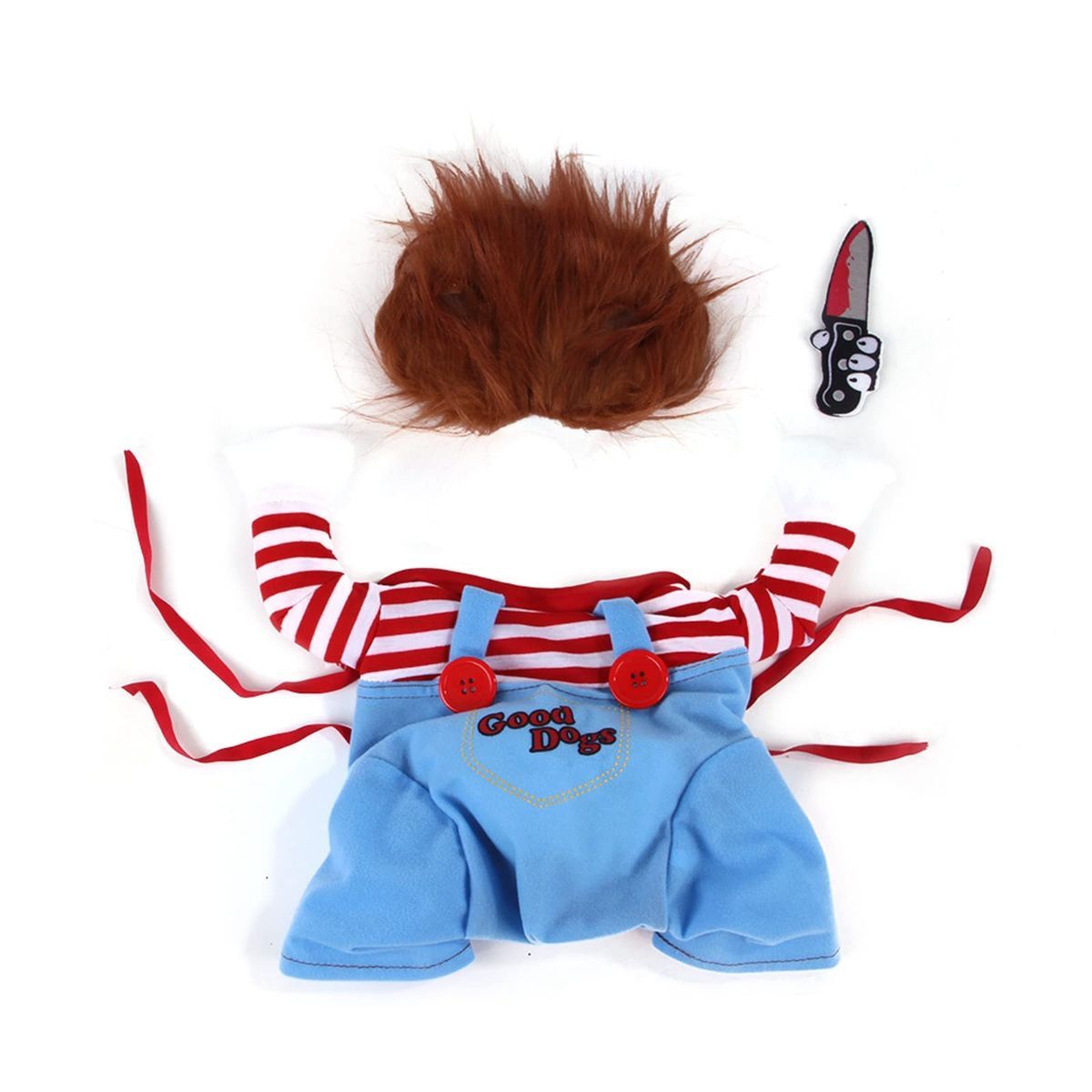 Pet Deadly Doll Dog Costume, Cosplay Halloween Christmas Funny Clothes Party Costume for Small Medium and Large Dogs - Blue - Size M