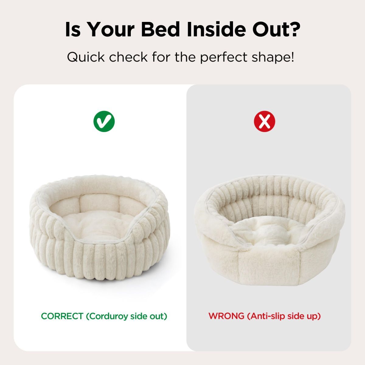 Cat Bed Fluffy Cat Bed Round Cat Bed Cat Furniture Cat Comfort Machine Washable - White - Size 20in