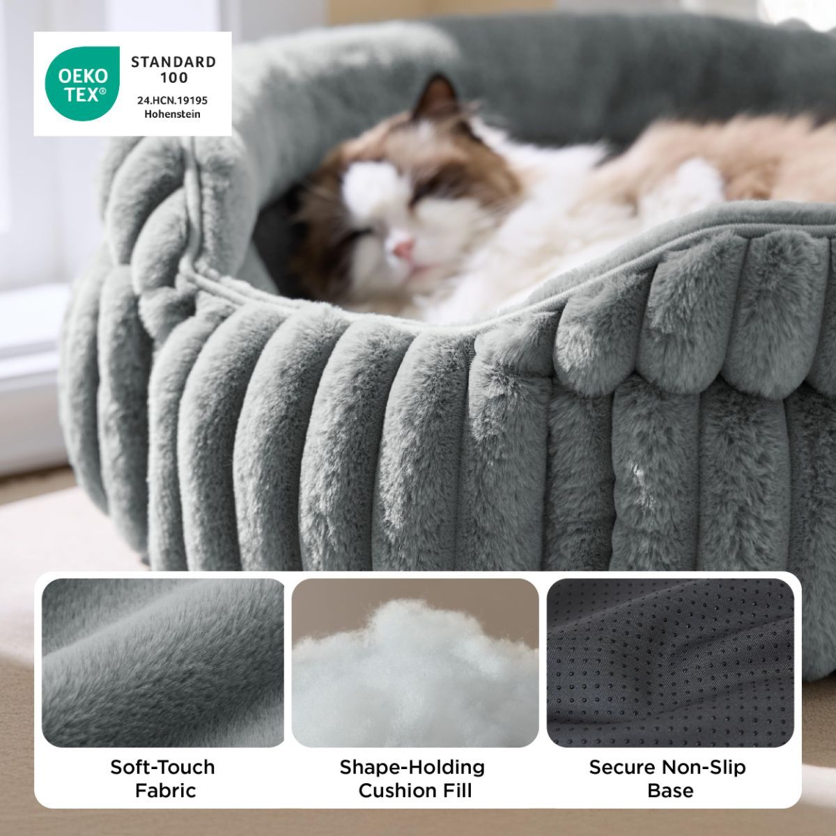 Cat Bed Plush Cat Bed Round Cat Bed Cat Furniture Cat Comfort High-Quality Cat - Navy / 20in